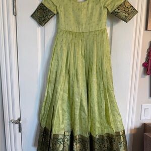 Charming Khadi Lime and Black Kids Dress